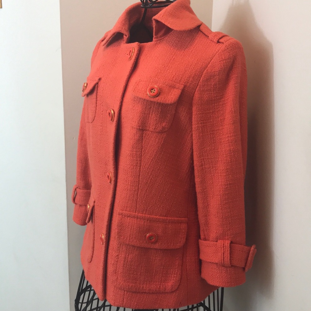 Etcetera Orange 4-Button Jacket 4-Pockets Size 4 - image 4